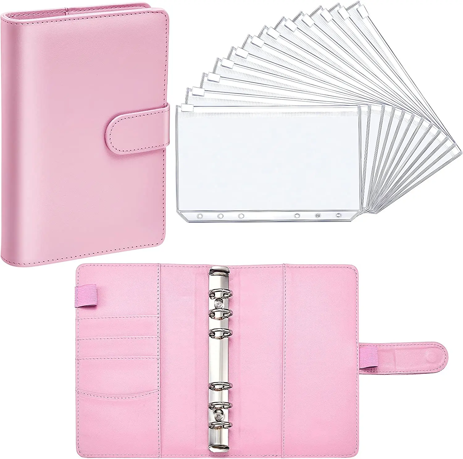 PU Leather Notebook Binder Budget Planner Binder Cover with 12 Pieces