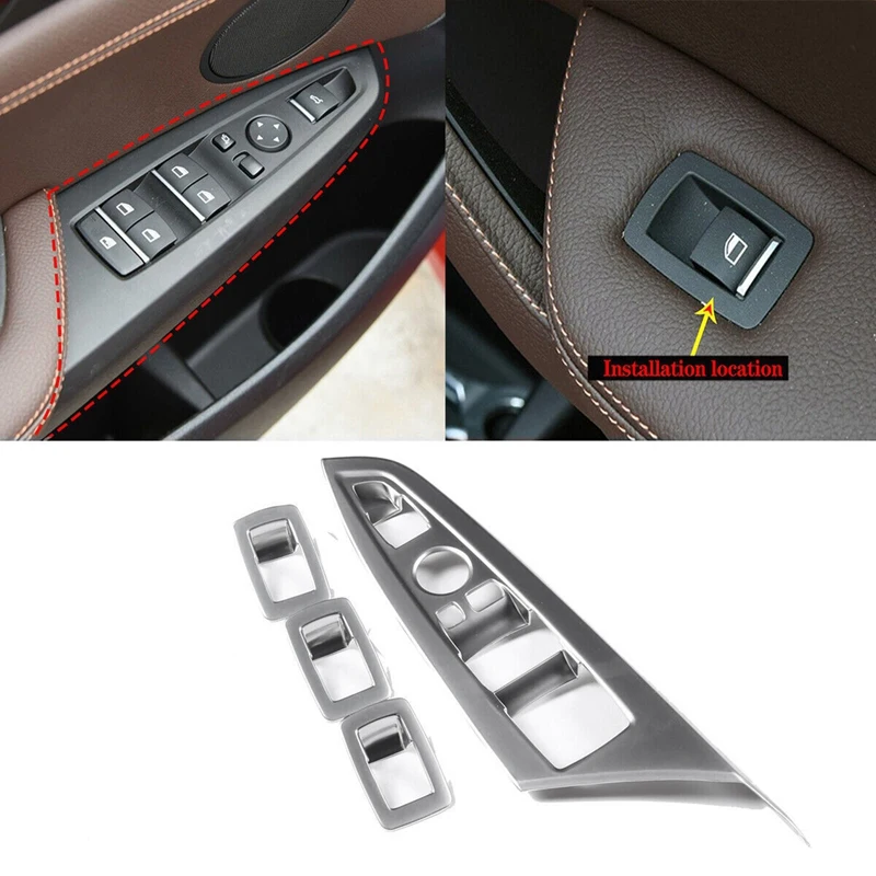 

Car Window Glass Lifting Switch Buttons Frame Decoration Cover Trim For BMW X3 X4 F25 F26 2011-2017 Accessories