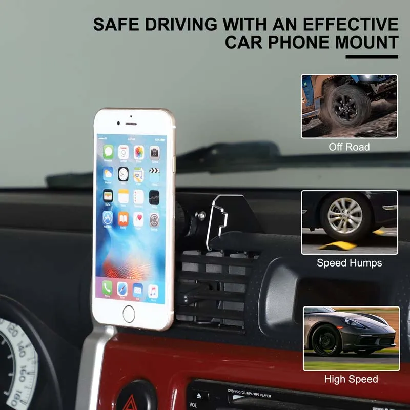 차량용 휴대폰 거치대 360도 회전 ° 중앙 제어 공기 배출구 스탠드 나사 고정 브래킷 Toyota FJ Road Cruiser 2007-2021에 적합