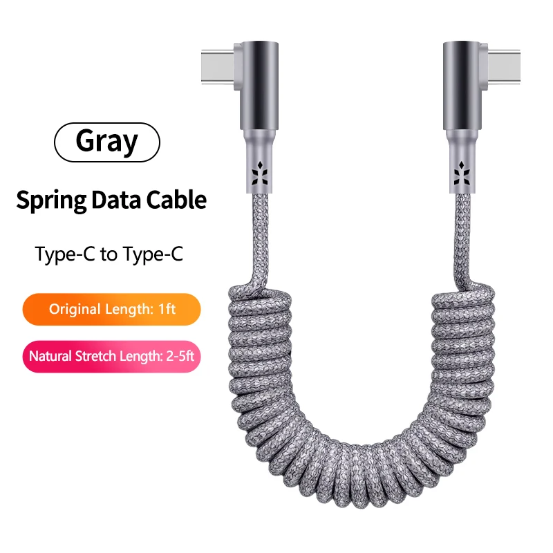 Retractable Braided Fast Charging Coiled USB-C Cable