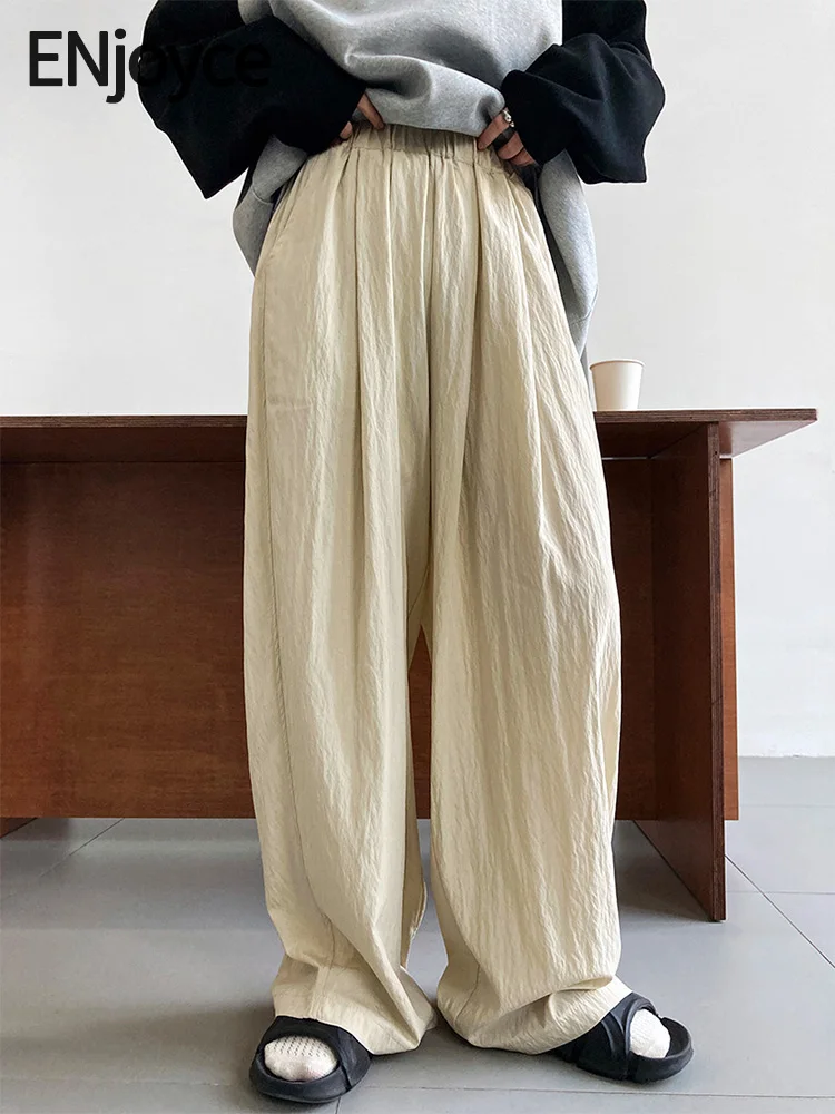 

Женские винтажные брюки с высокой талией, Свободные повседневные драпированные Брюки с широкими штанинами, уличная одежда Y2K, весна-лето 2024, комбинезон спортивный женский, японский стиль