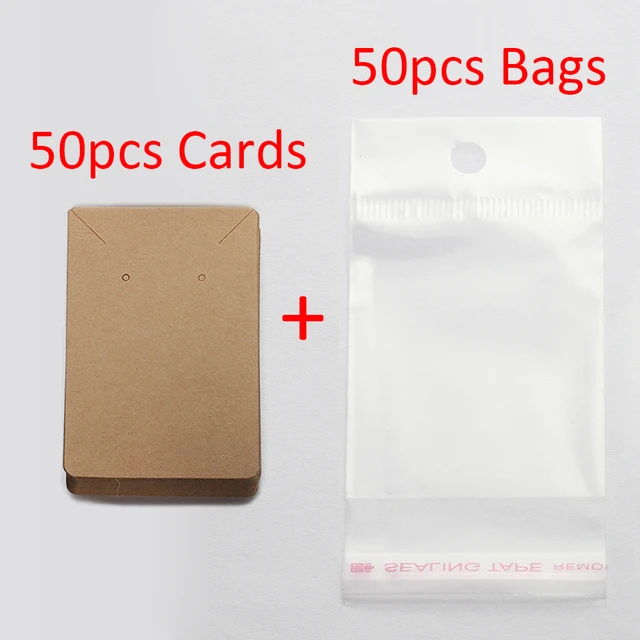 50sets Earring Cards 50pcs Bags Necklace Display Self-seal Kraft Paper Diy  - Jewelry Packaging & Display - Aliexpress