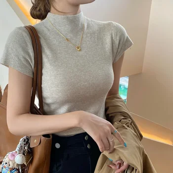 تي شيرت حريمي مثير موديل 2025 بدون أكمام تي شيرت علوي سادة بقصة ضيقة تي شيرت كاجوال تي شيرت نسائي أساسيات ملابس الشارع الشهير 3