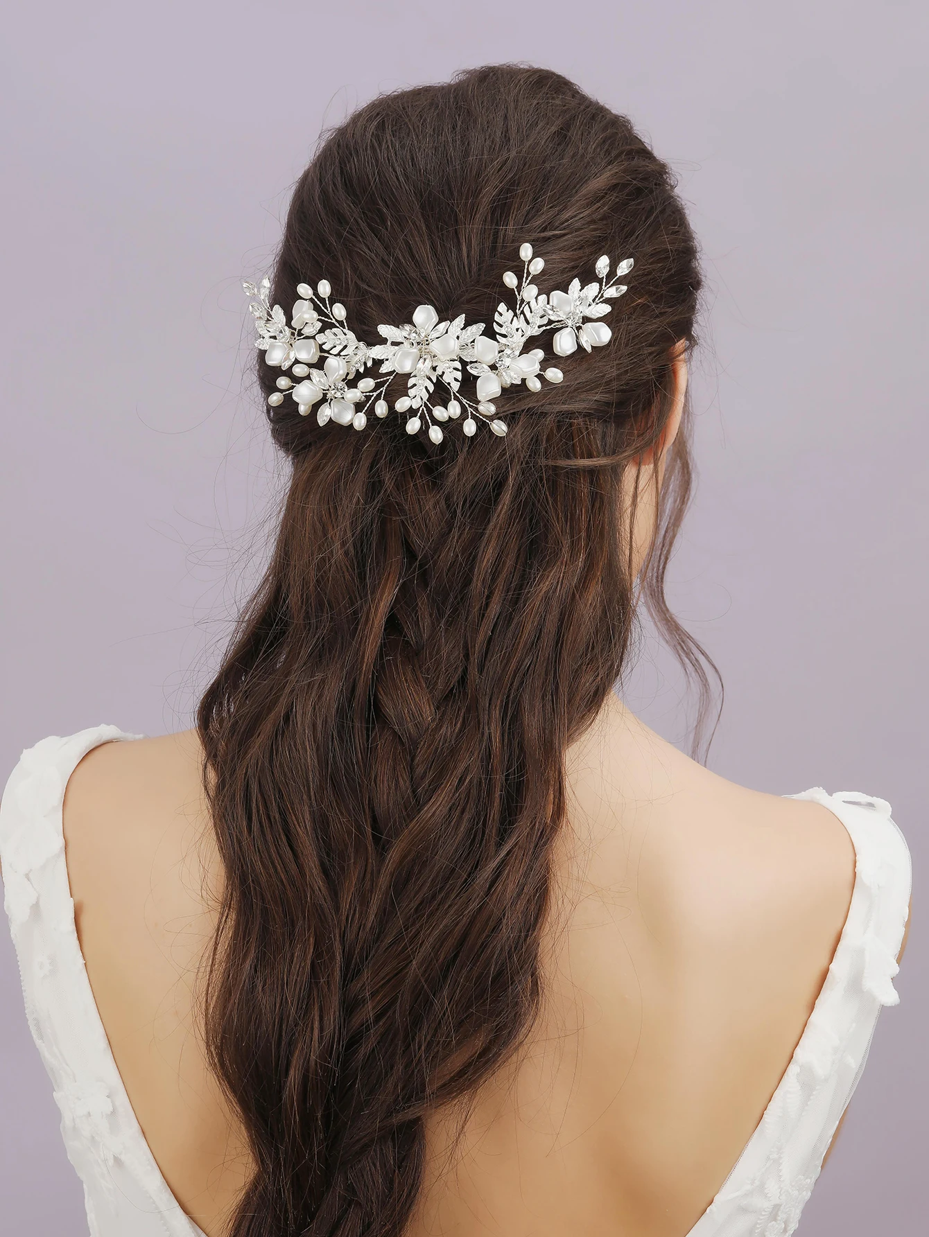 Wedding Hair Accessories Flower Pearls Hair Combs For Women Bride Alloy Leaves Bridal Side Band Fashion Hairband