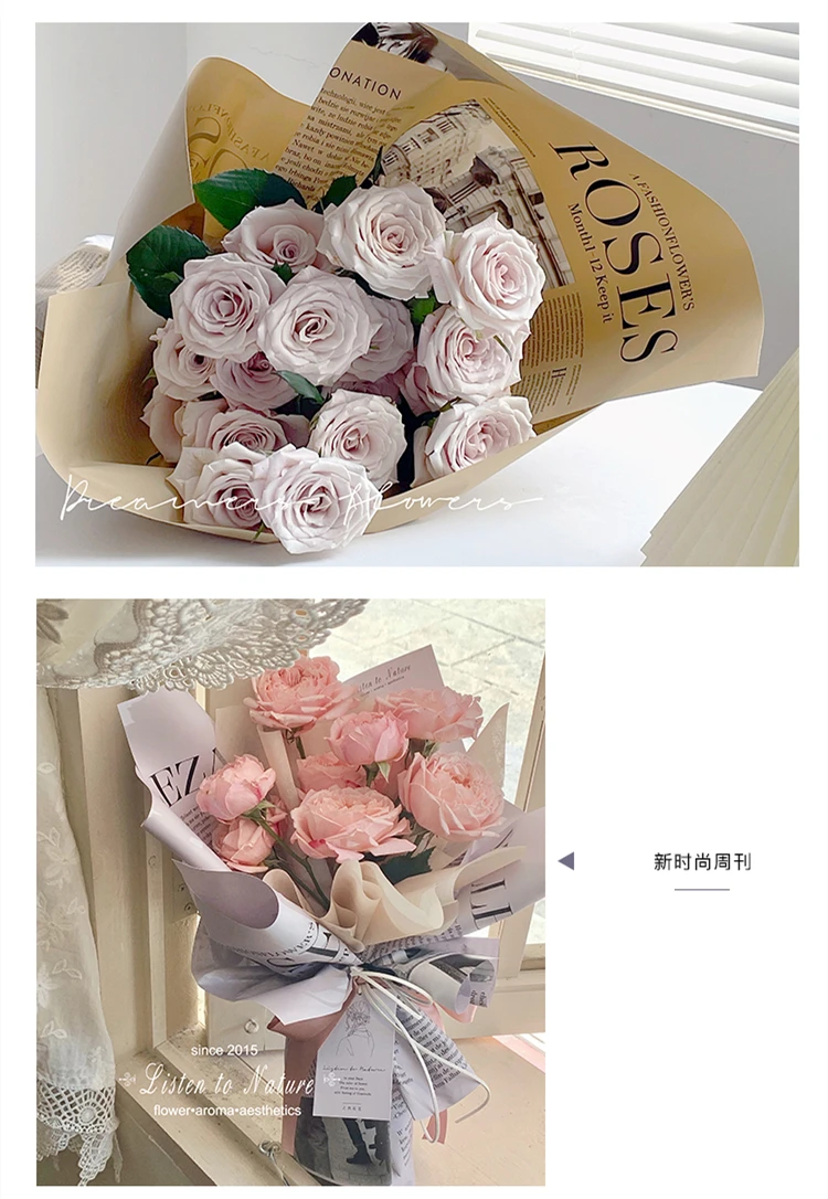 6 Fogli Carta Da Regalo Fiori + Nastro - Stile Vintage Per Pacchi, Compleanni E Decorazioni - Foto 4