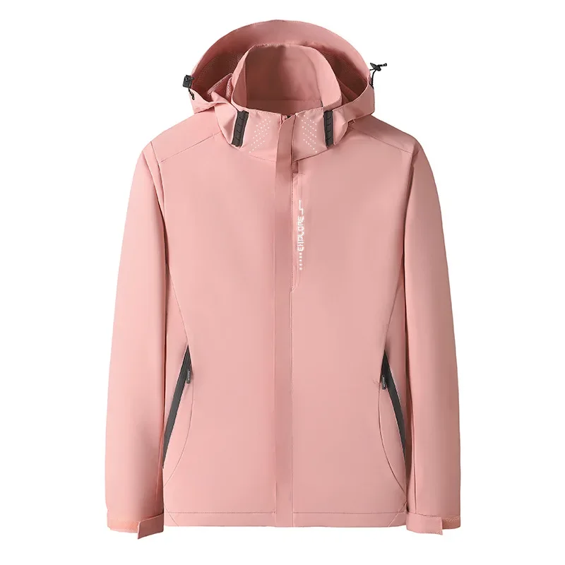 Unisex Outdoor Climbing Jacket Spring Autumn Sport Coat Couple Mountain Clothes Windproof Waterproof Detachable Hood Outerwear
