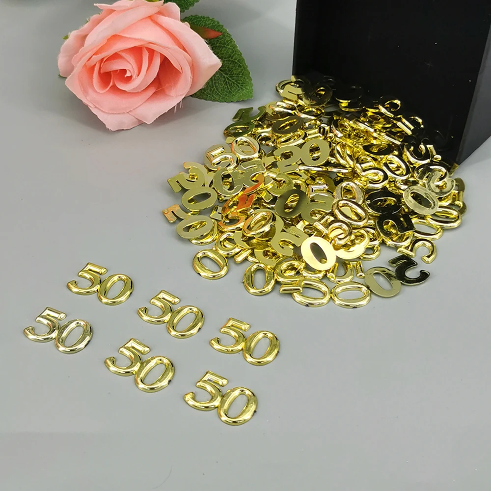 10 pz numeri dorati 50 coriandoli statuetta di plastica per 50th Brithday  anniversario decorazione della festa torta fai da te Scraphbook regalo  artigianale - AliExpress, image size:1000x1000