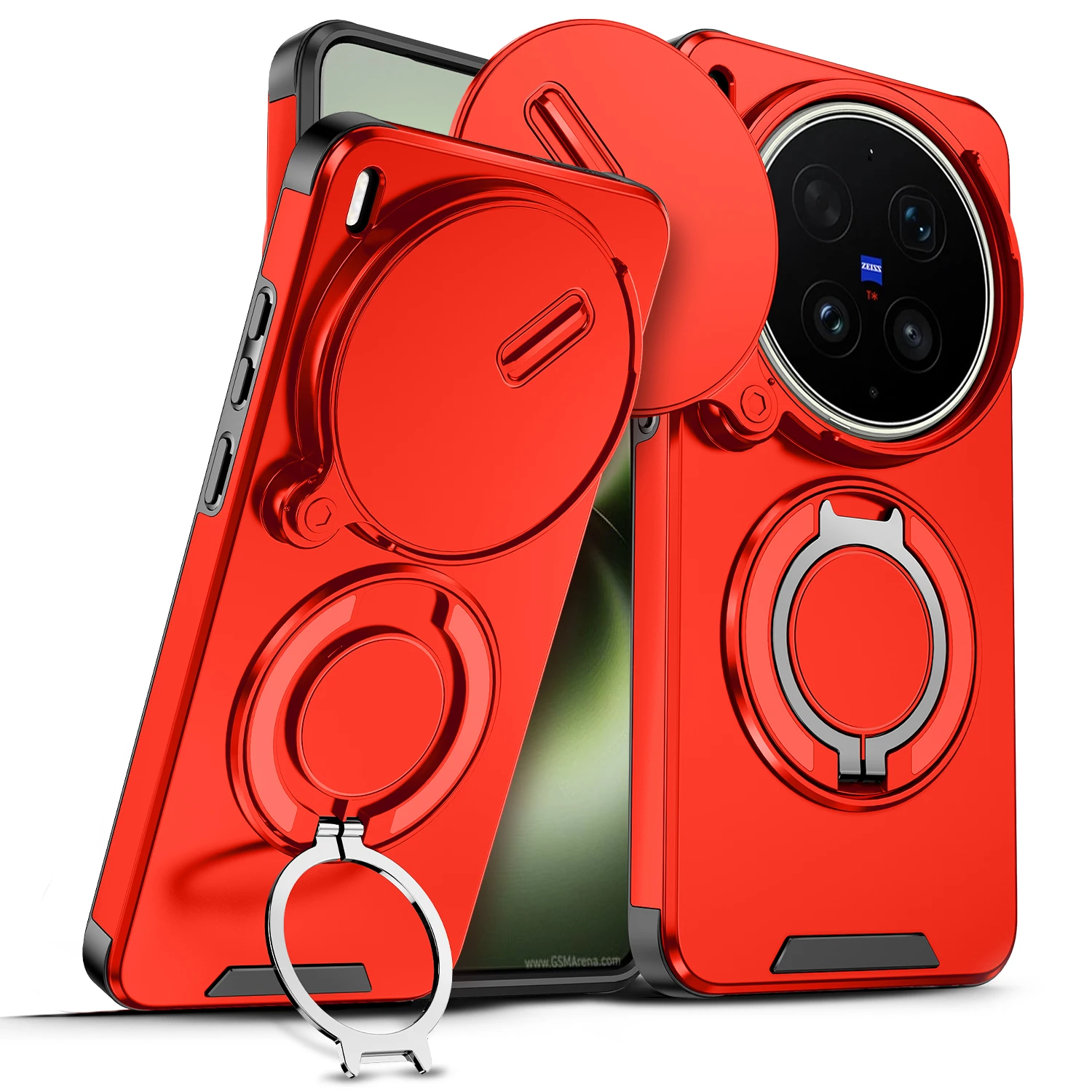 Shockproof Armor Magnetic Holder Ring Phone Case with Camera Lens Protection