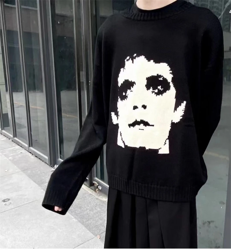 

New Black ERD Sweater Men Women 1:1 High Quality Sweaters Jacquard Portrait Knit Sweatshirts gym