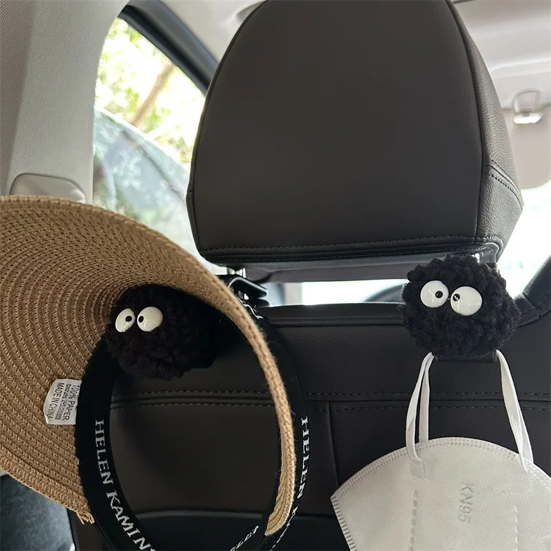 Cute Little Coal Ball Car Seat Back Hook Portable Auto Back Seat Organizer Hanger Storage Holder Auto Interior Accessories 4