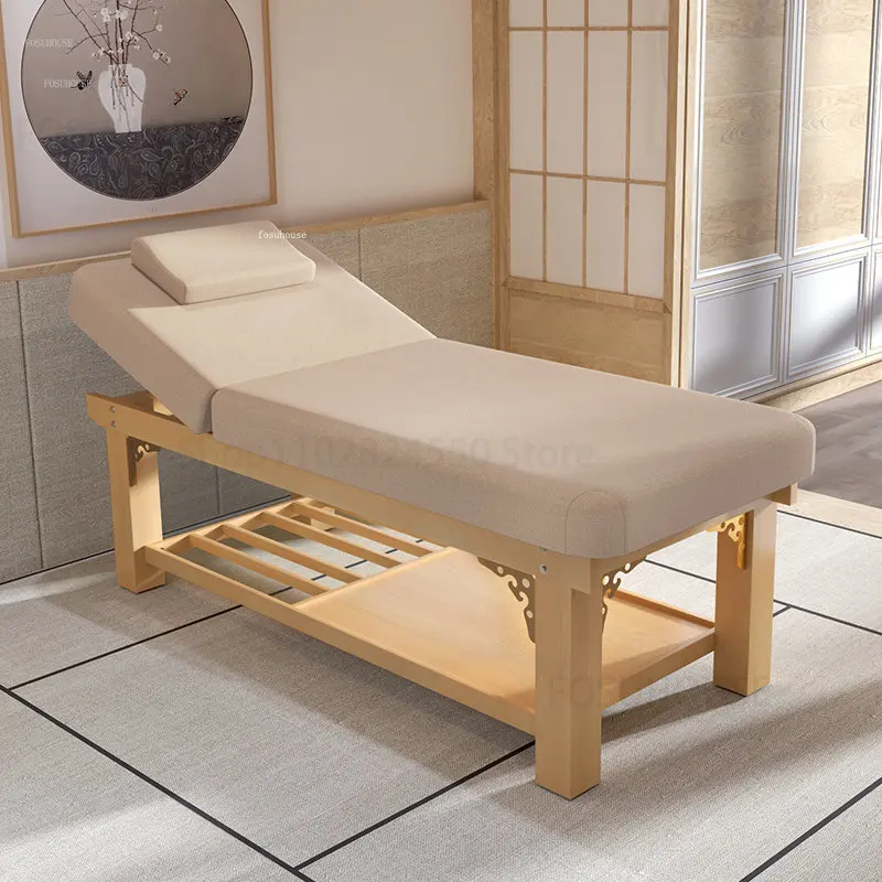 European Solid Wood Massage Tables Beauty Salon Special Multi-functional Moxibustion Therapy Bed with Hole Body Massage Beds C