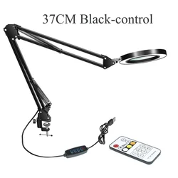 Illuminated LED Magnifier with Adjustable Lighting - Multifunctional Glass for Precision Tasks and Skincare (T335 Black - control)