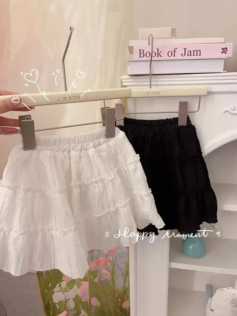 Girls Summer Short Skirt Cute Solid Color Lace Kids Skirt