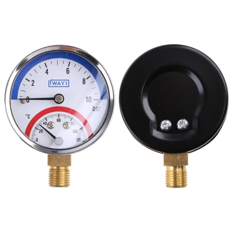 Kompakte Thermo-manometer Kessel Temperatur Manometer Mearsuring 0-10 Bar  0-120 ℃ Geeignet für Boden heizung System - AliExpress