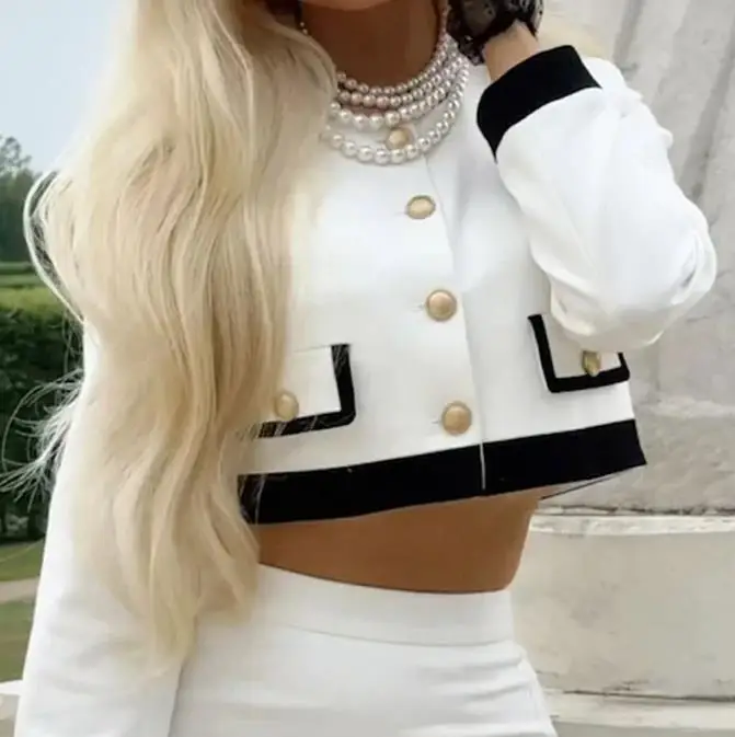 Autumn Fashion Long Sleeve Button Top and Hip Wrap Short Skirt Two Piece Set New Fashion 2023 Hot Selling Women's Wear