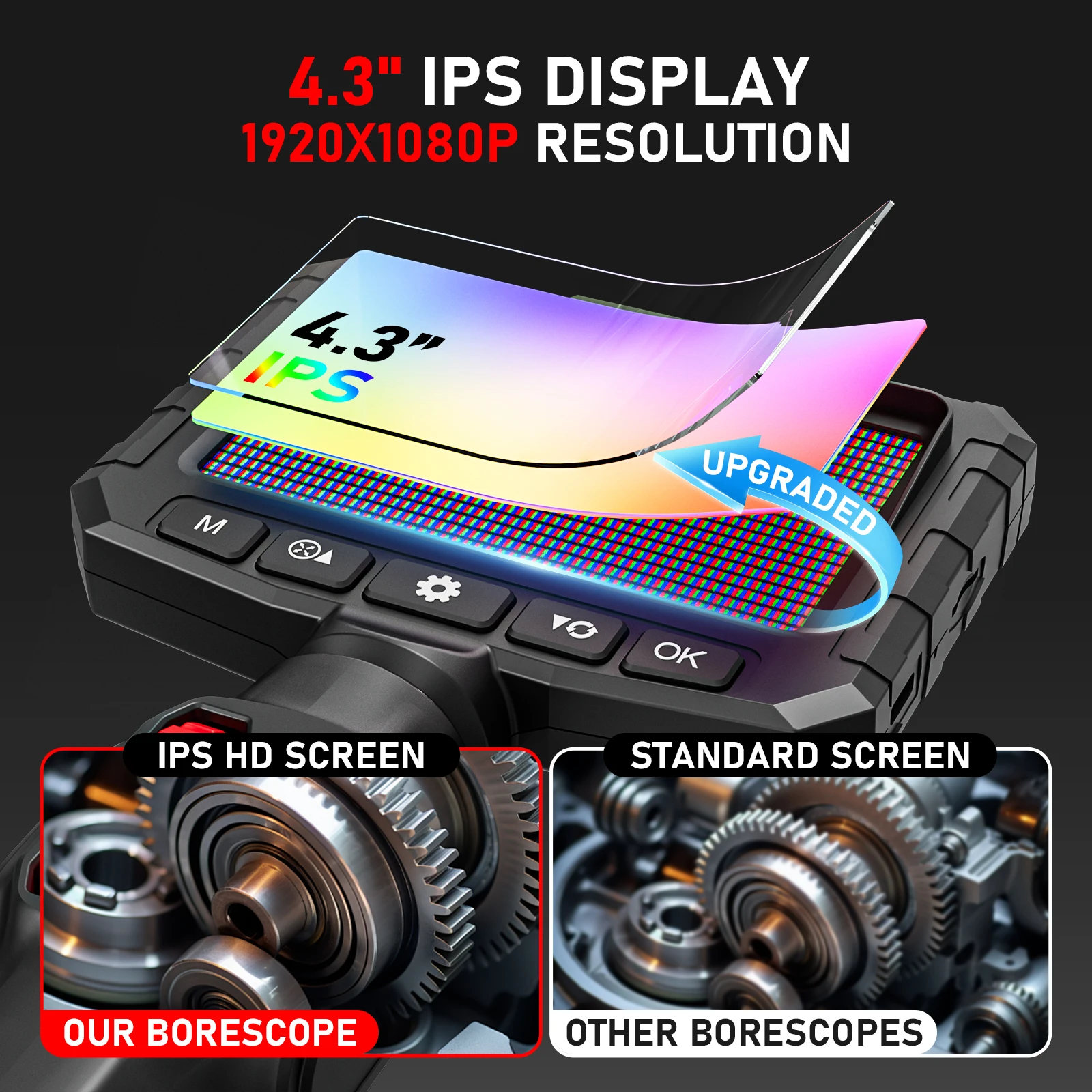 Endoscope Camera with Light 3.9 mm 4.3 Inch with 6 LED,IP67 Waterproof 2 m Semi-Rigid CableFor Automotive Repair Plumbing Inspec 2