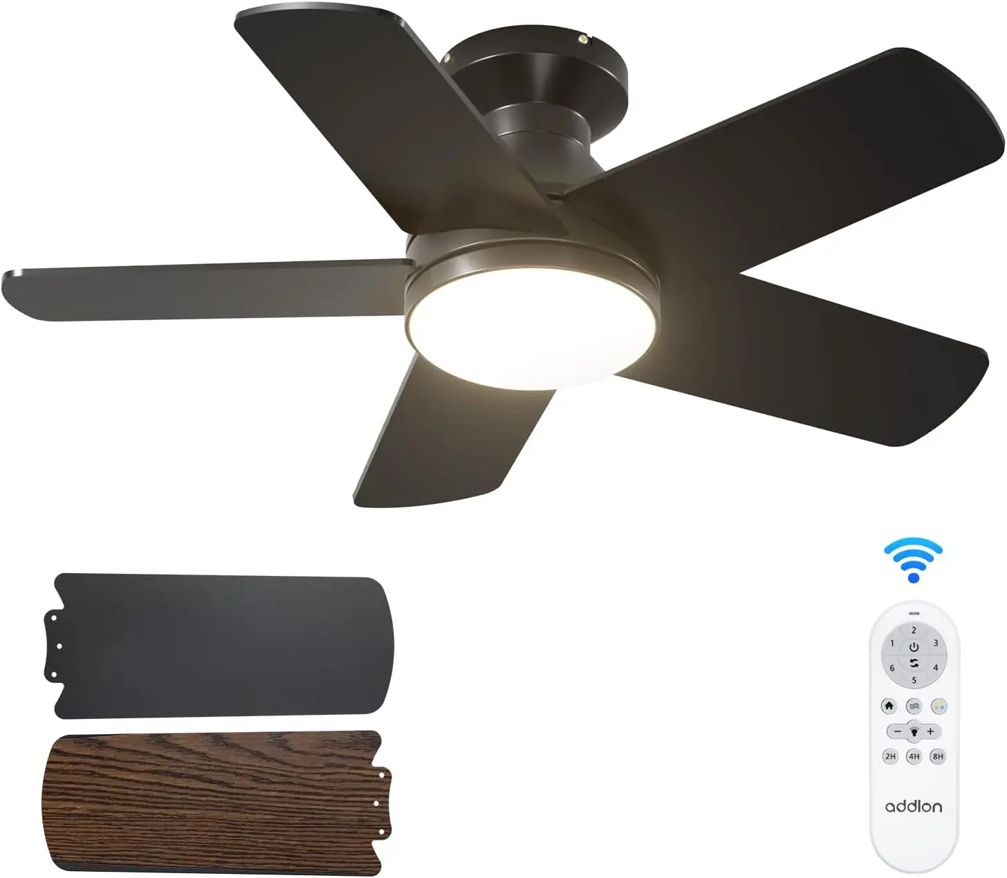 

addlon Ceiling Fans with Lights, 32 inch Low Profile Ceiling Fan with Light and Remote Control, Flush Mount, Reversible, 3CCT