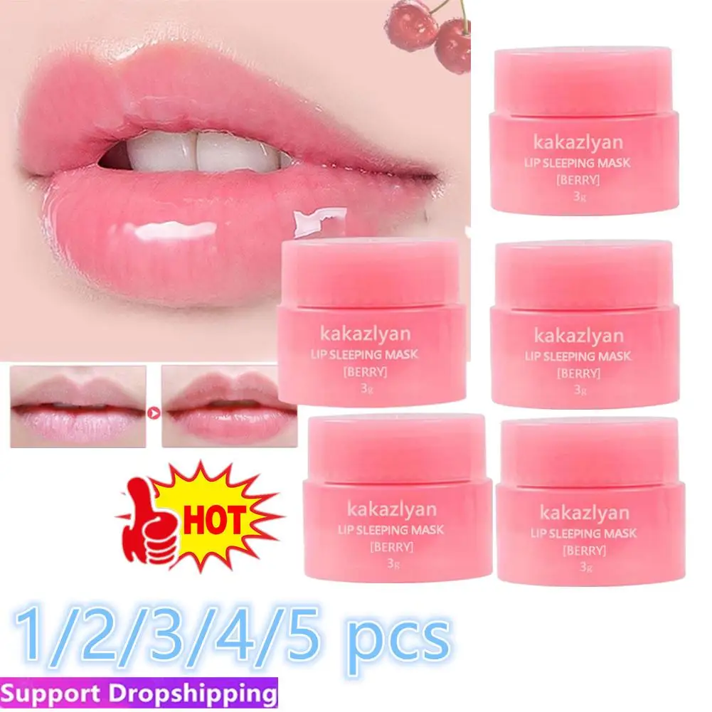 

1-5pcs 3g Original Strawberry Lip Sleeping Mask Moisturizing Nourish Lip Balm Fade Lip Lines Lip Care Night Sleep Hydrated