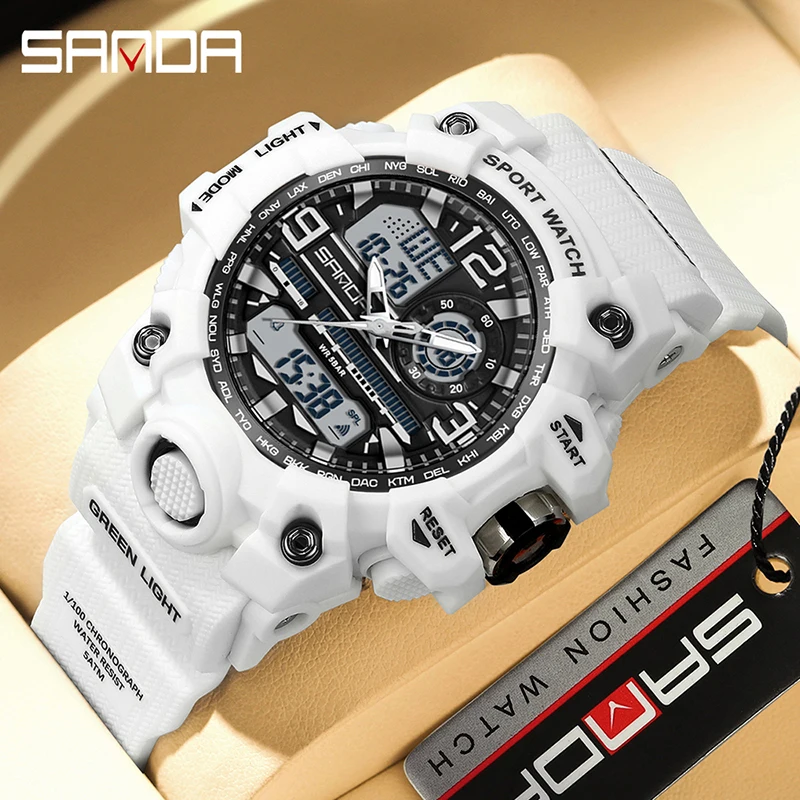 SANDA Brand G Style Ladies' Watches 50M Waterproof Outdoor Sports Military Quartz Watch For Women LED Digital Wristwatch Clock 2