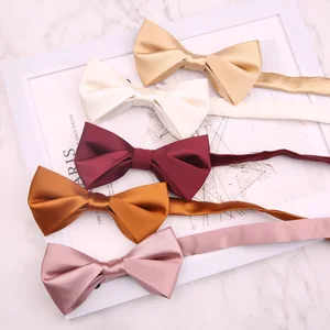 Groom best man solid color bow tie Men's wedding Wedding British formal bow pink suit accessories