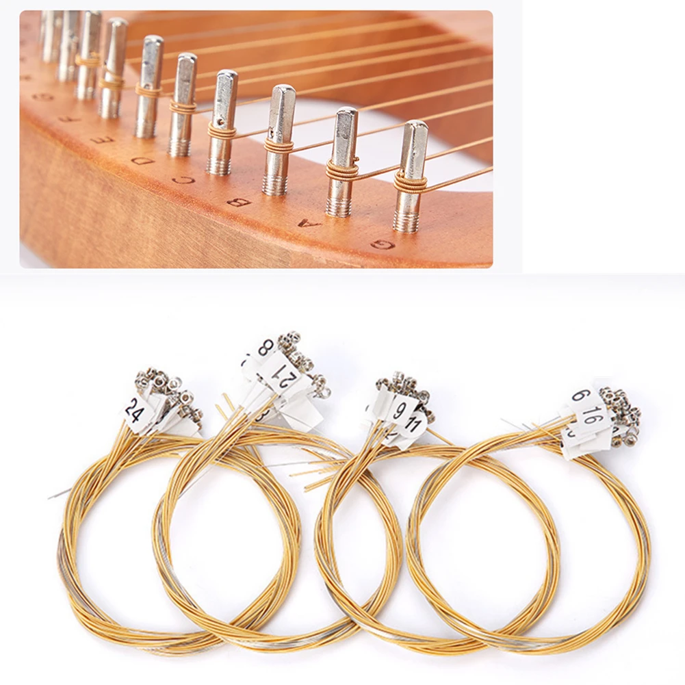 Lyre Harp Lyre Strings Outdoor Street Concert 1 Set 15-24 String Brass Nylon Replacement Shiny Color Beginners