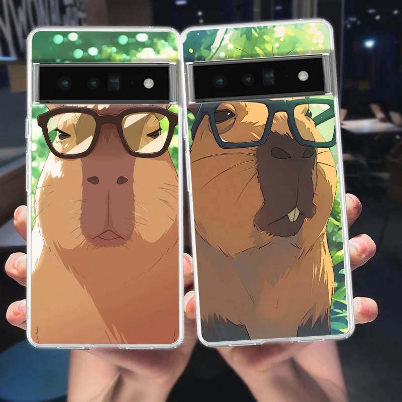 Anime Capybara Porpoise Transparent Phone Case - Soft TPU Clear Cover