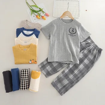 Teens Pajamas Short Sleeve 100% Cotton Pyjamas Big Kids Clothes Sets Children Boys Sleepwear Pajamas For Girls 10 12 14 16 Years