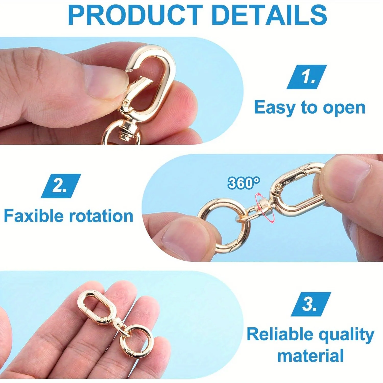 Double Opening Swivel Clasp Clips Metal Swivel Spring Snap Hooks Key Chain Clip Key Ring for DIY Keys 2pcs