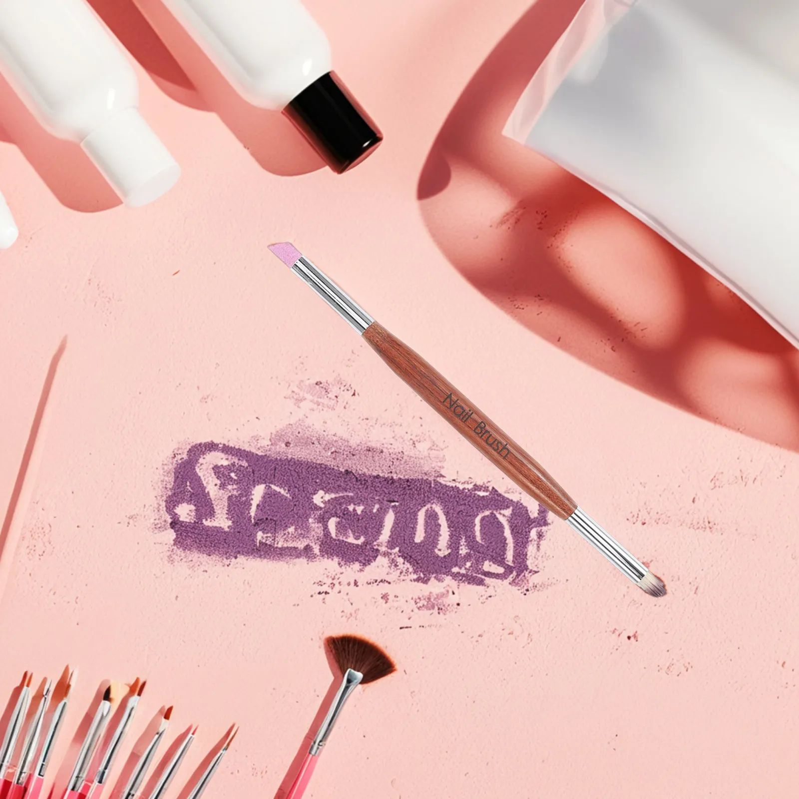 양면 네일 아트 펜 그라인딩 및 큐티클 제거용 나무 손잡이 네일 살롱 도구 매니큐어 광택 브러쉬 클리닝 펜