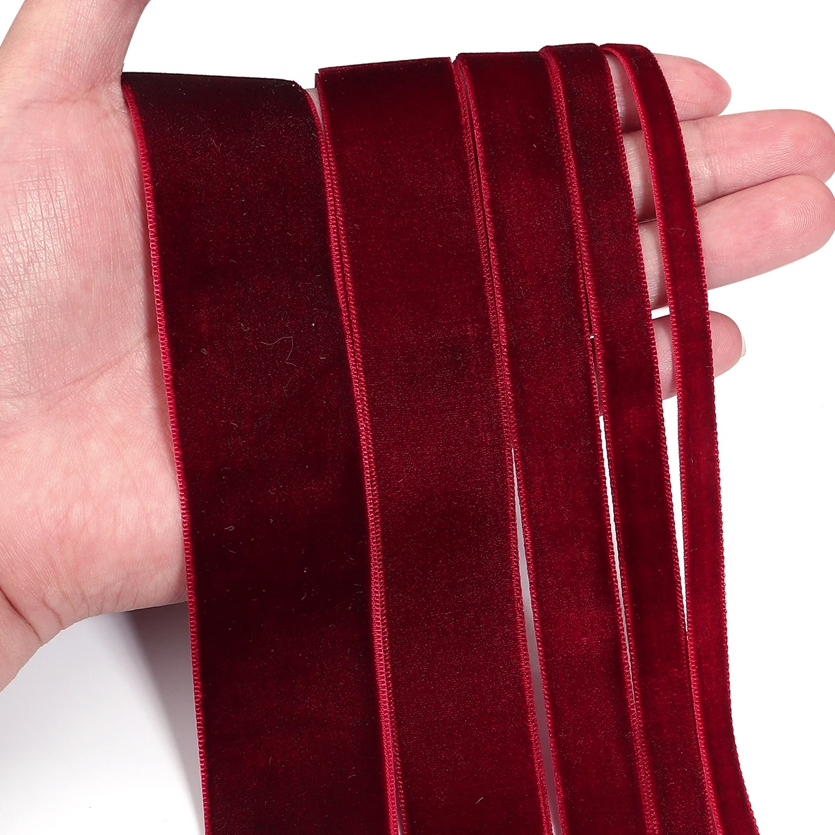 Wine Red Flocking Webbing 5/10 yards DIY Clothing Gift Packaging