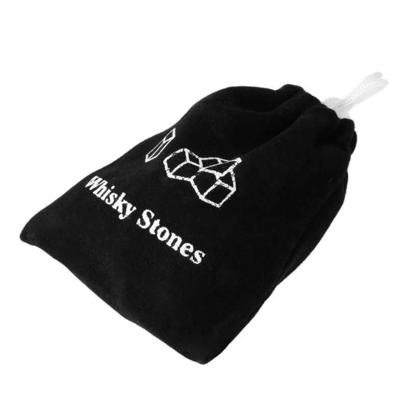 Whiskey Chilling Stones Set of 9 Granite Sipping Rocks Reusable Ice Cubes Bar