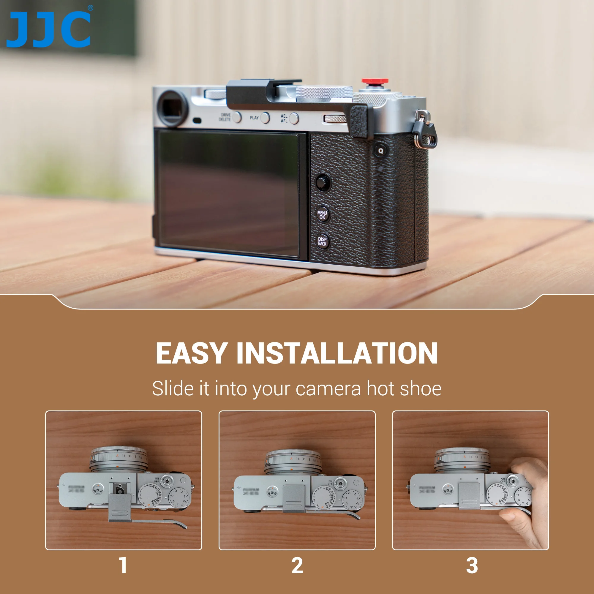 JJC Thumb Grip for Fujifilm X-E5 XE5 Camera With Red Shutter