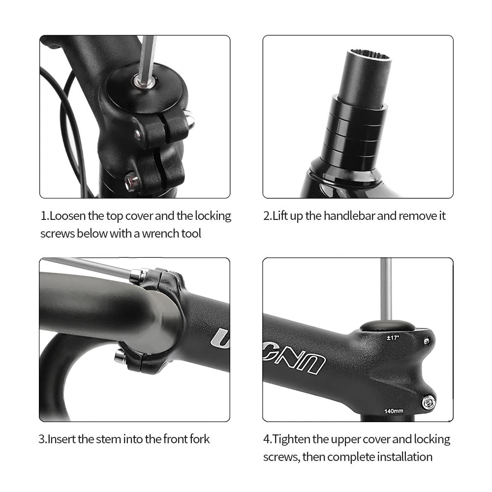 UNO Lange Vorbau Mtb Power 140/150mm Fahrrad Gabel Vorbau Verlängerung 7/17 Grad Lenker Vorbau Riser straße Power Downstem Für Fahrrad – Detail 13