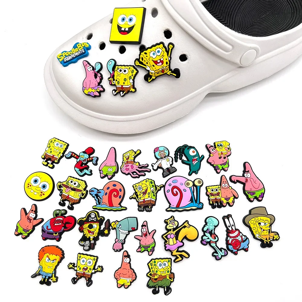 Shoe Charms Cute SpongeBob Shoes Charms for Clogs Sandals Decorations Shoes DIY Designs Accessories Decoration Kids Gifts