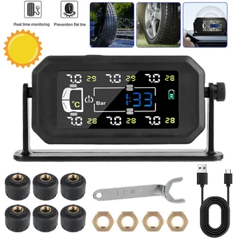 6 sensori esterni Sistema di monitoraggio della pressione dei pneumatici Avviso di temperatura Risparmia carburante Monitor intelligente della pressione dei pneumatici per auto camion H13
