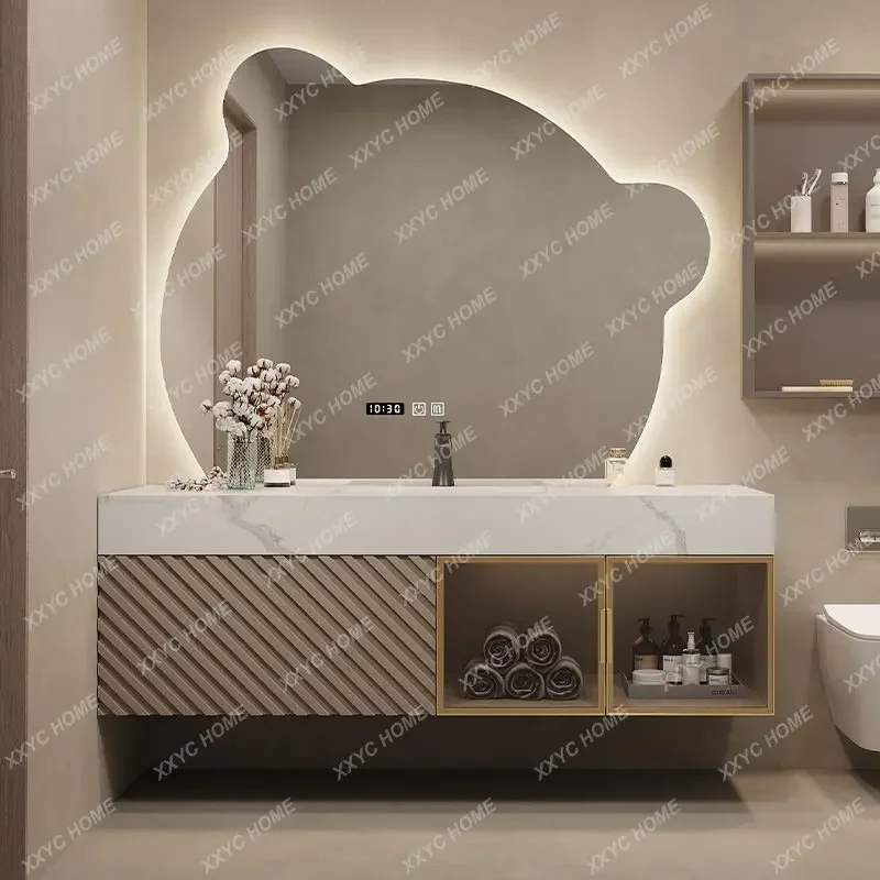 Bathroom Cabinet Modern Minimalist Face Wash Wash Basin Cabinet Italian Stone Plate Washstand Customizable
