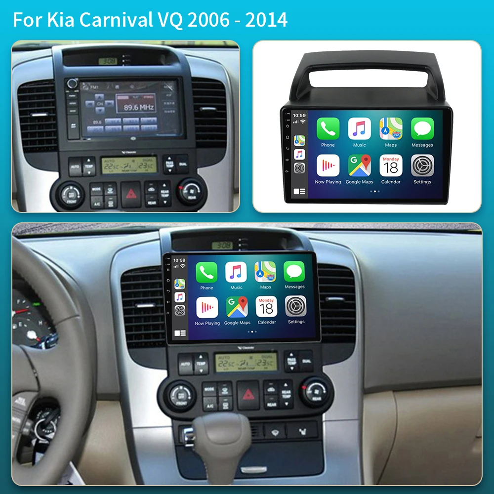 Android 16 coche para KIA Carnival VQ 2006 - 2014 Carplay Auto Radio reproductor Multimedia Auto Radio GPS navegación TV unidad principal 2