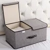 Cotton and Linen Double Lid Storage Box Foldable Large Storage Box Miscellaneous Sorting Box Covered Underwear Storage Box Bags 3