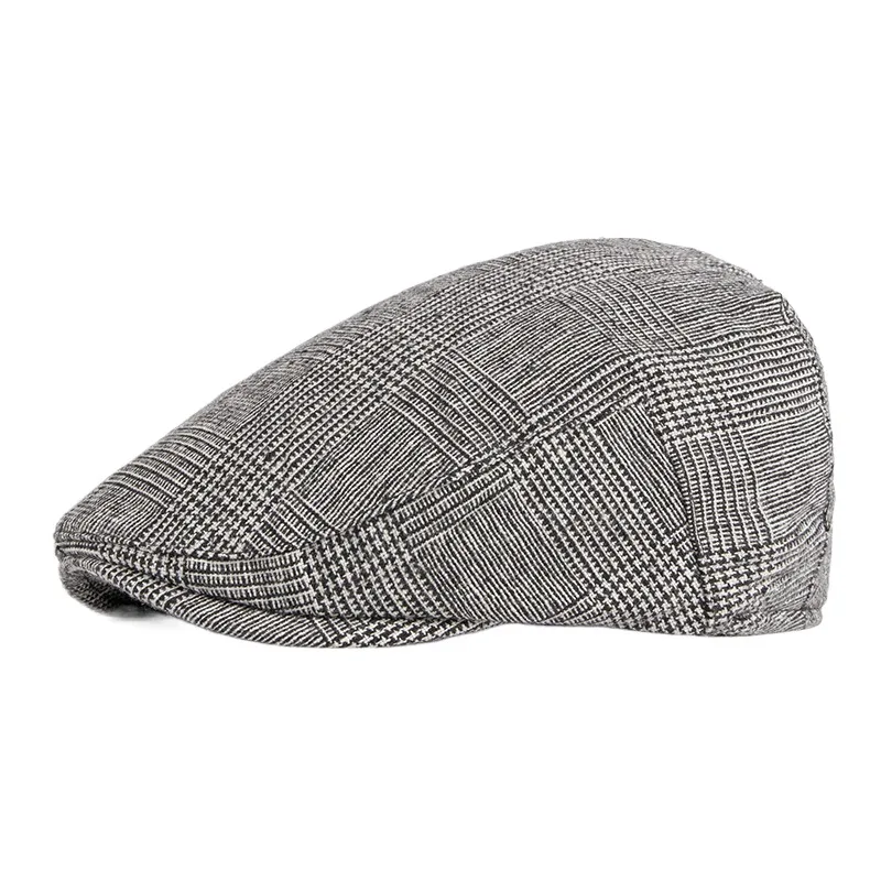 

Foreign Trade Hat Spring And Autumn New Checked Beret Men's British Retro Art Casual Advance Hats Women's Peaked Cap