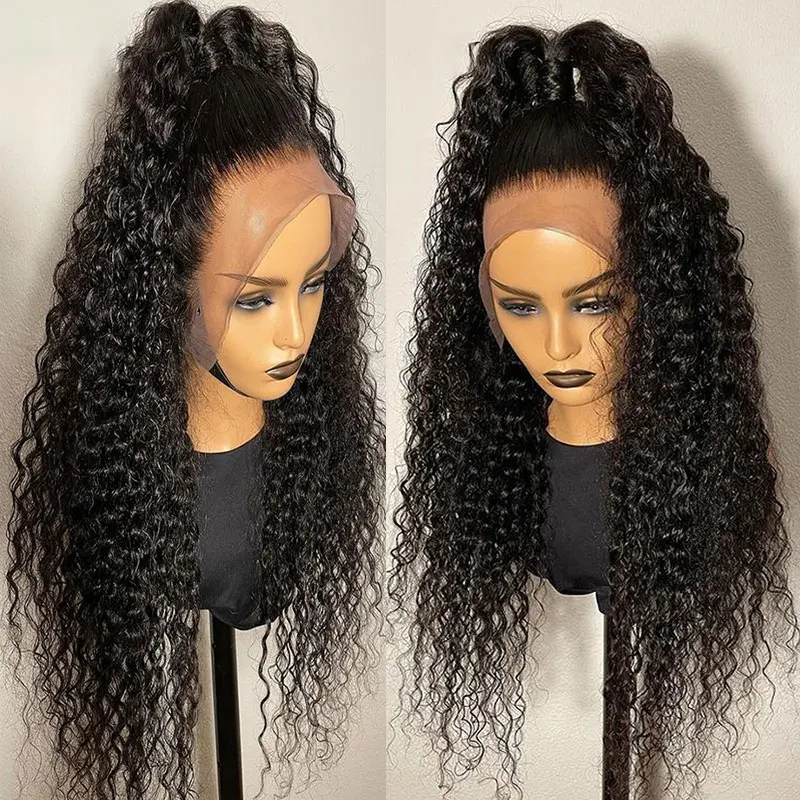 

Bombshell 180% Density Kinky Curly Synthetic 13X4 Lace Front Wigs Glueless High Quality Heat Resistant Fiber For Black Women Wig