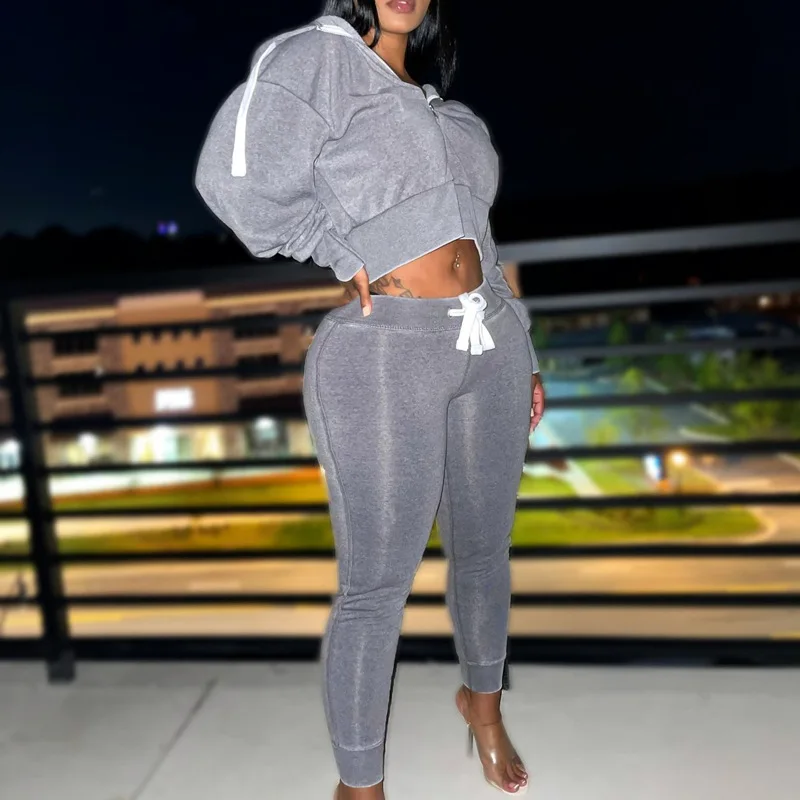 

2023 Autumn Women's Fashion Short, Hooded Sweater Velvet Casual Sports Pants Two-piece Suit