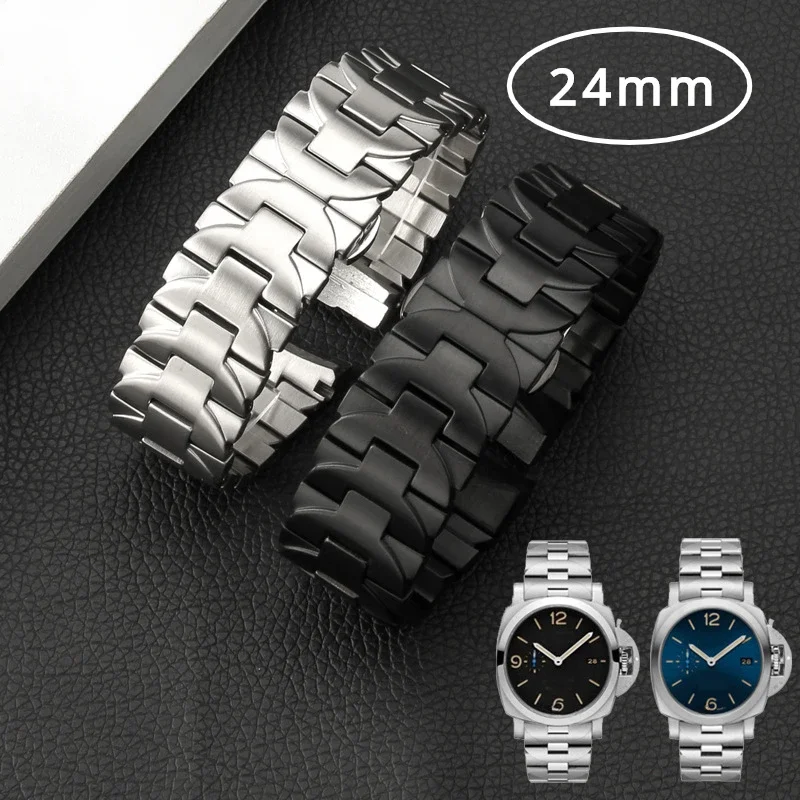 

Watches Accessories 316L Stainless Steel Bracelet for Panerai PAM441 111 PAM01316 Strap Men Solid curved band Safe Buckle 24mm