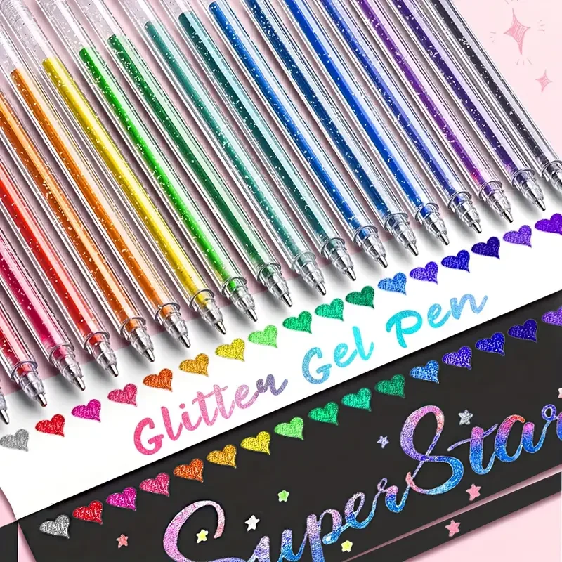 Glitter Gel Pens Set Quick-Drying Metallic Ink Fine Point for Drawing Book Doodling Art Marking with Storage Case 12-36pcs