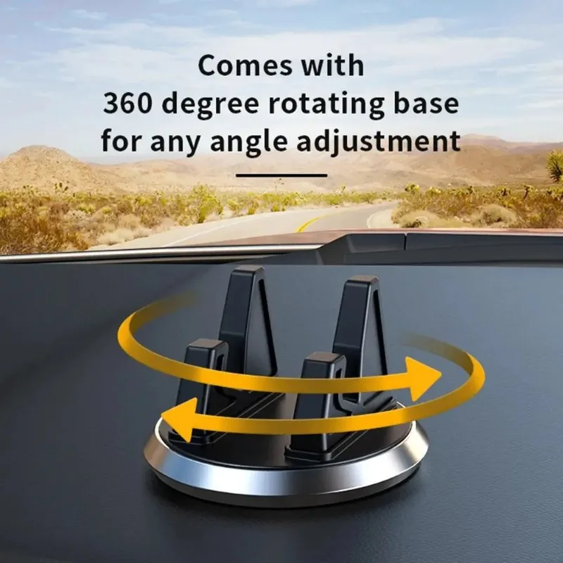 Supporto per Telefono da Auto Girevole Antiscivolo, Montaggio a 360 Gradi per Cruscotto, Navigazione GPS, Accessori Auto Universali - immagine 4