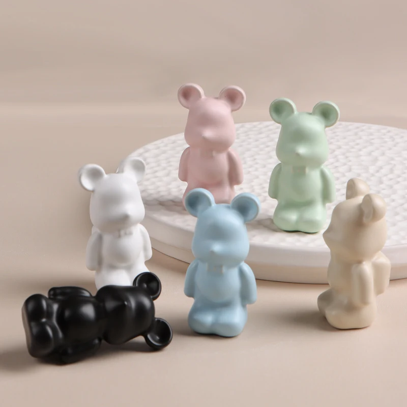 Orso Violente Maniglie Per Camera Carine Cartone Animato Cassetto In Ceramica Manopole Monoforo Maniglie Per Mobili Tira Maniglie Per Porte Dell'Armad