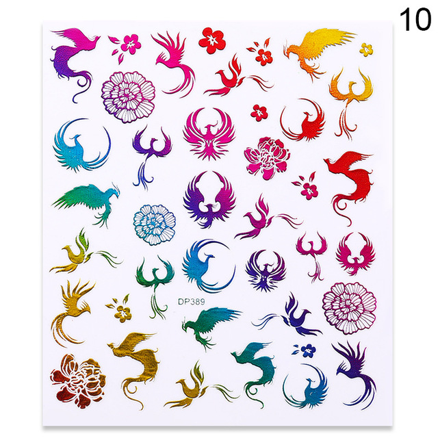 Pcs Gold 3D Nail Stickers Colorful Dragon Phoenix Transfer Sticker Adhensive Slider Decals Nail Art Decorations Manicure Wraps