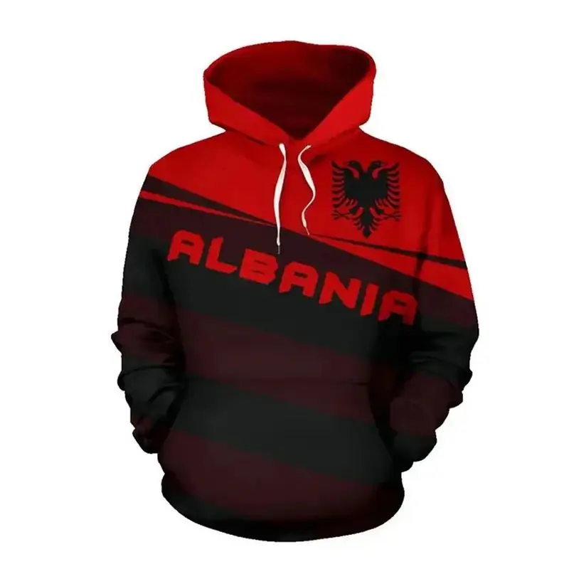

Graphic flag of Albania sweatshirts new hoodies and sports pullovers stylish sports pullovers Eagle 3D printed men's tops