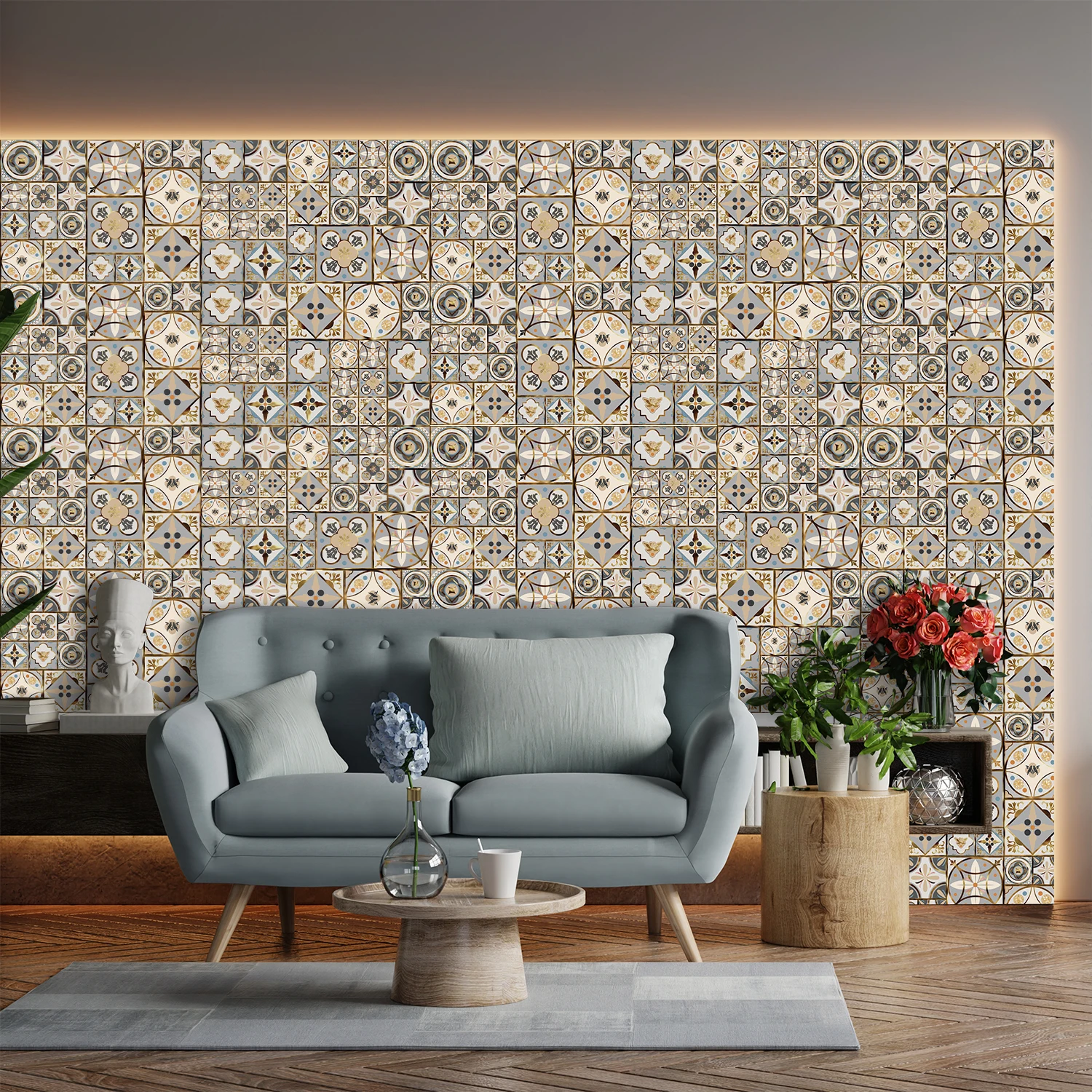 

Meiji DIY Three in One Creative Fresh Home Decoration Wallpaper Bathroom Waterproof Moisture-Proof Thickened Crystal Film Wall S
