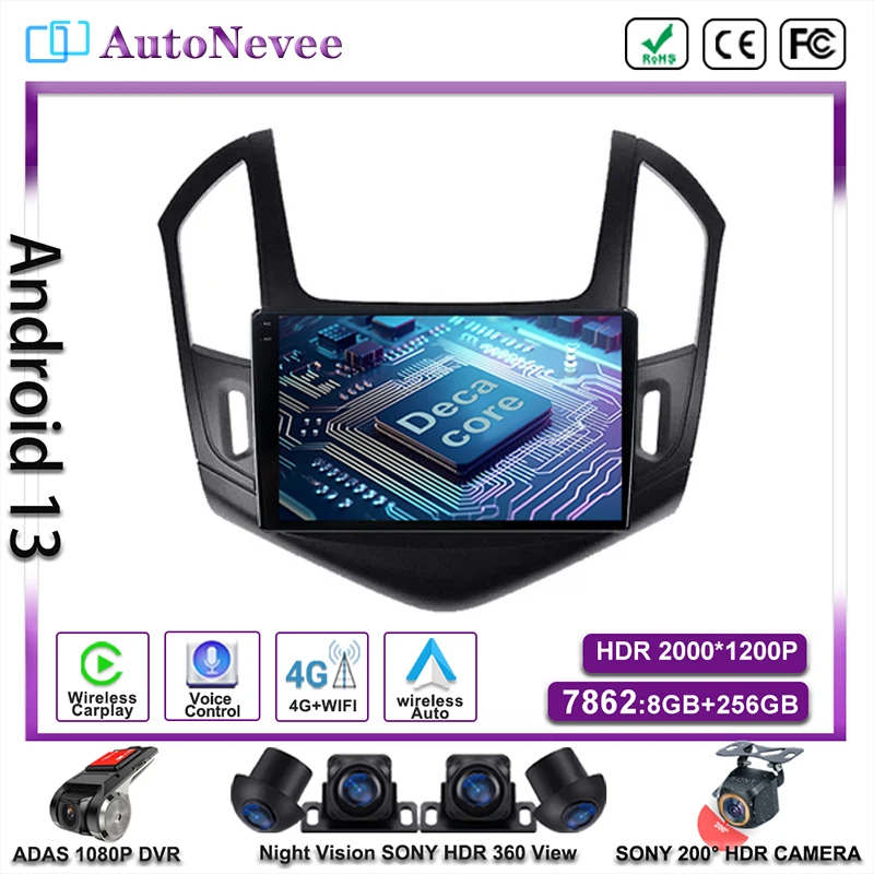 

Android 13 For Chevrolet Cruze J300 J308 2012 -2015 Carplay Multimedia Car Player Autoradio GPS Navigation Stereo Radio 2din DVD