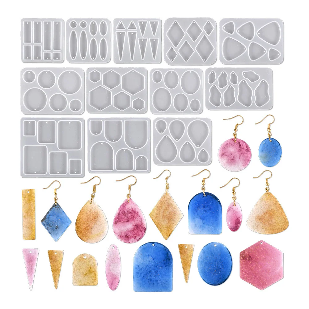 Earring Pendant Mold UV Epoxy Resin Silicone Mold DIY Keychain Pendant  Jewelry Making Tools Set Accessories